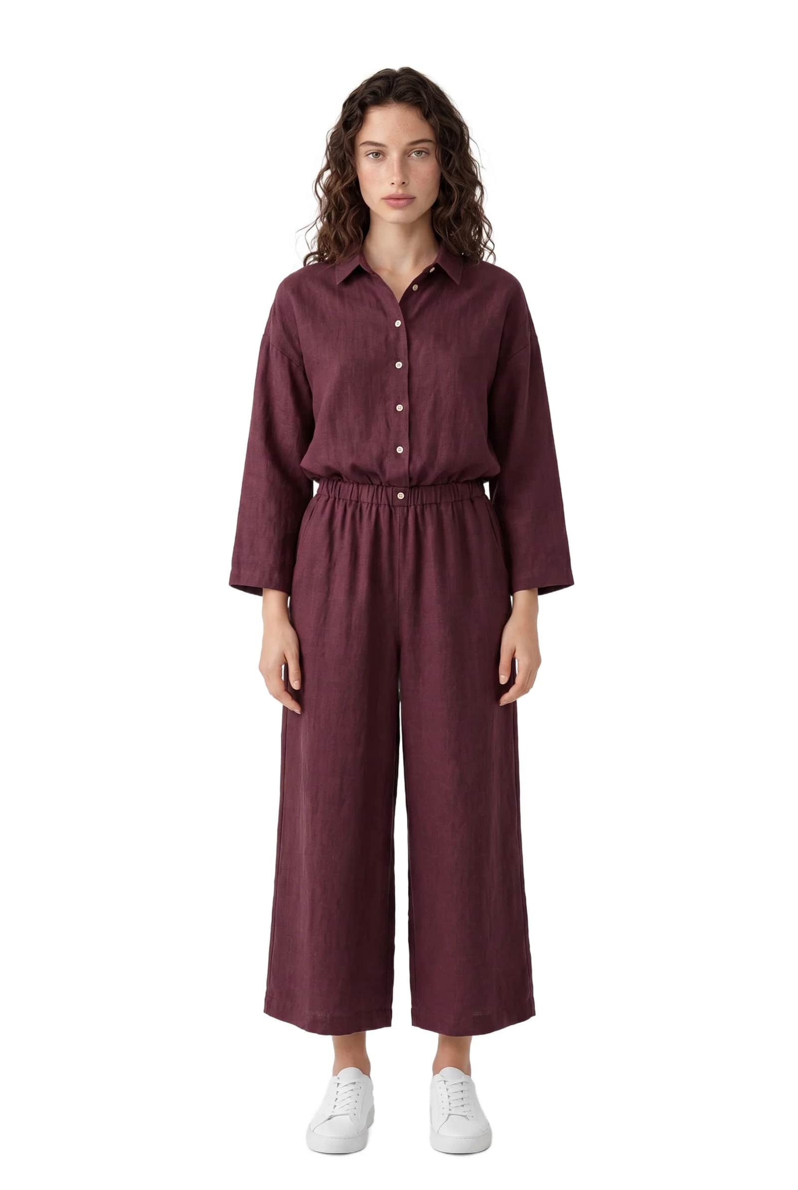 shirt-collar jumpsuit
