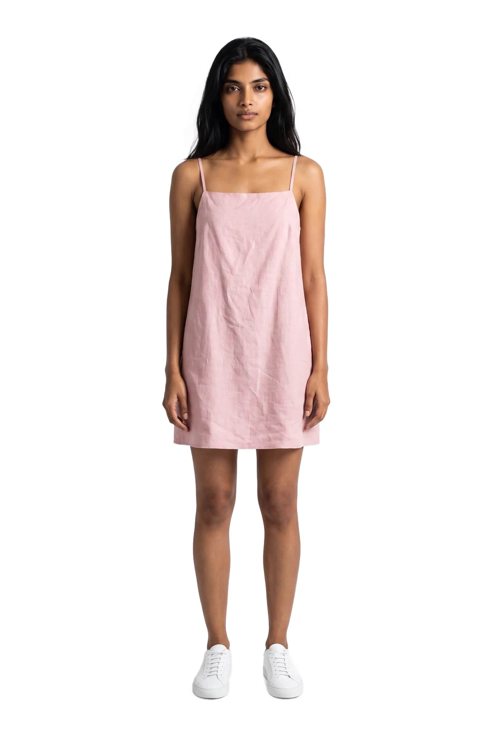 Sakura Pink Linen Slip Dress