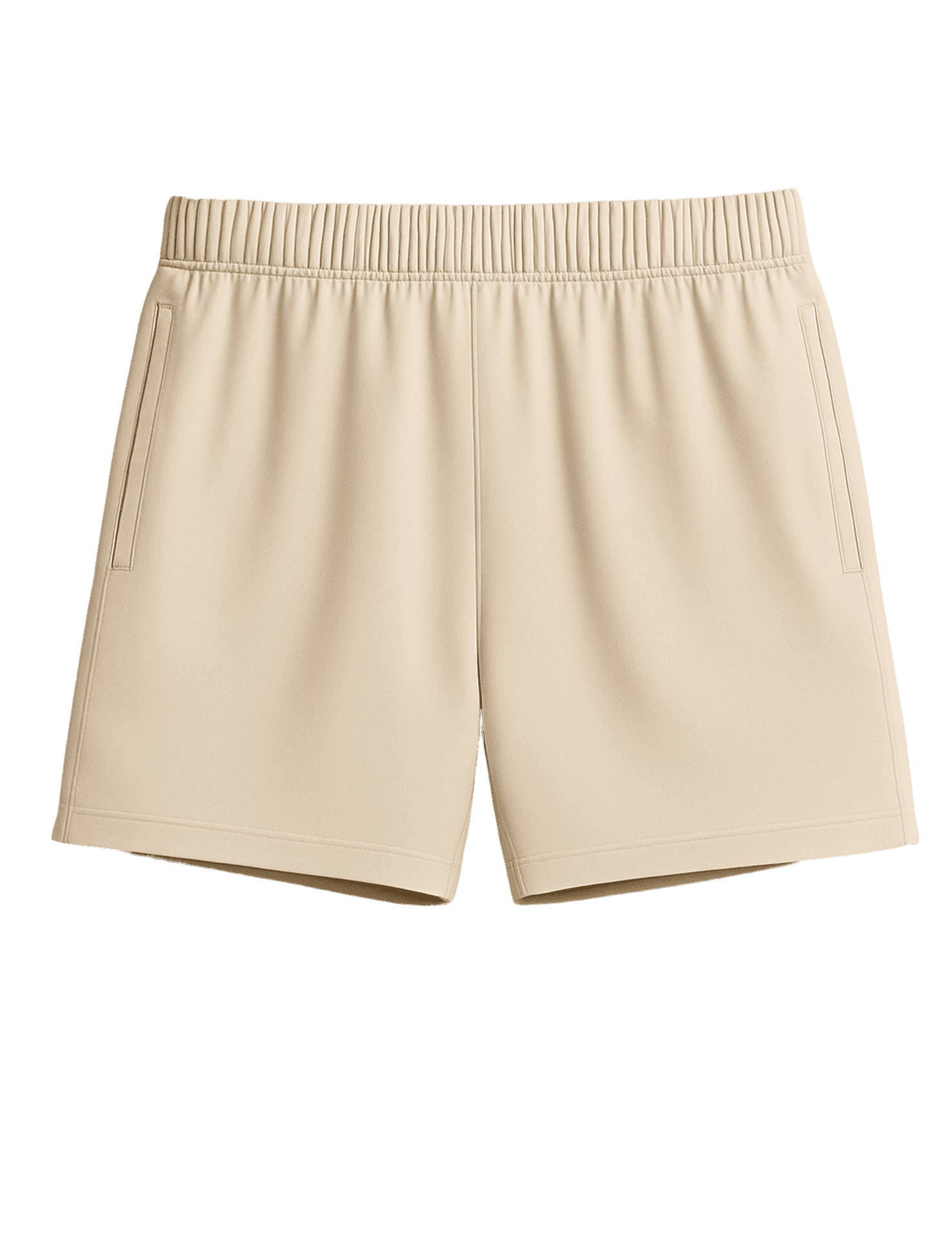 beige athletic sweat shorts