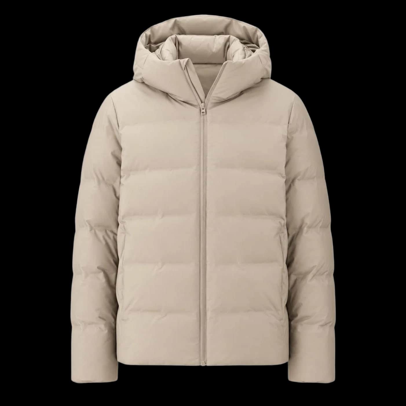 Beige Seamless Hooded Puffer