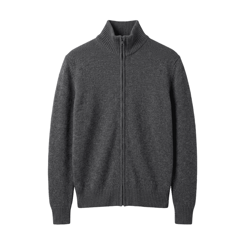 Grey Zip-Up Cardigan