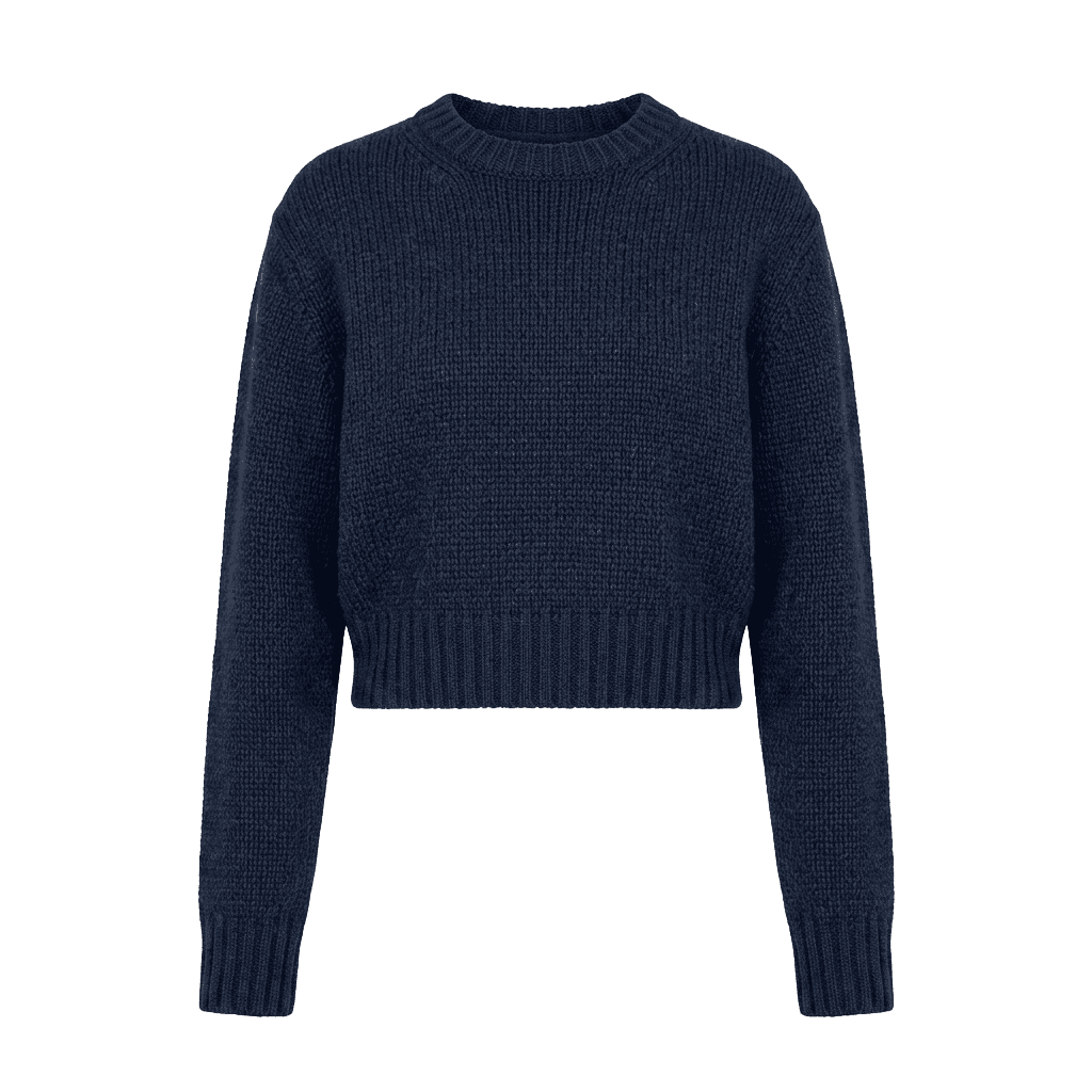Navy Cropped Crewneck Sweater